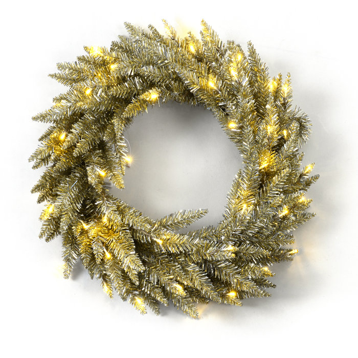 Martha Stewart Faux Lighted Tinsel 24'' Wreath & Reviews Wayfair